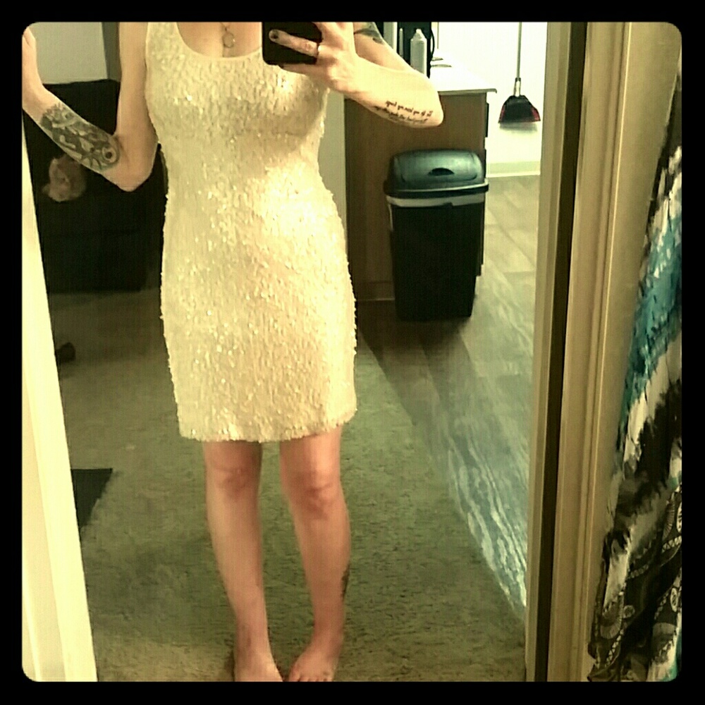White sequin mini
